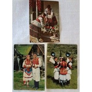Lot of 4 Vintage Postcards Hungary Traditional Costumes
